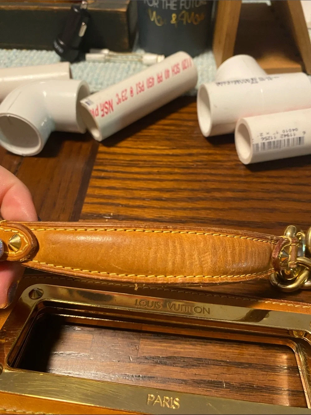 Louis Vuitton Multicolor Monogram Canvas Clutch with Tan Leather Trim